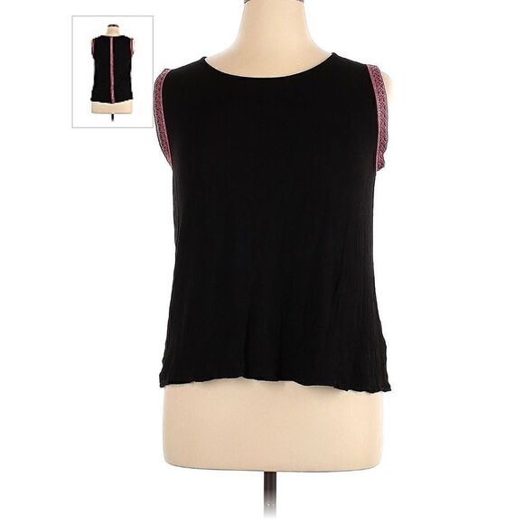 W5 Anthro Sleeveless Embroidery Edged Top. Flouncy, Boho Drape. Made in USA - Picture 10 of 10